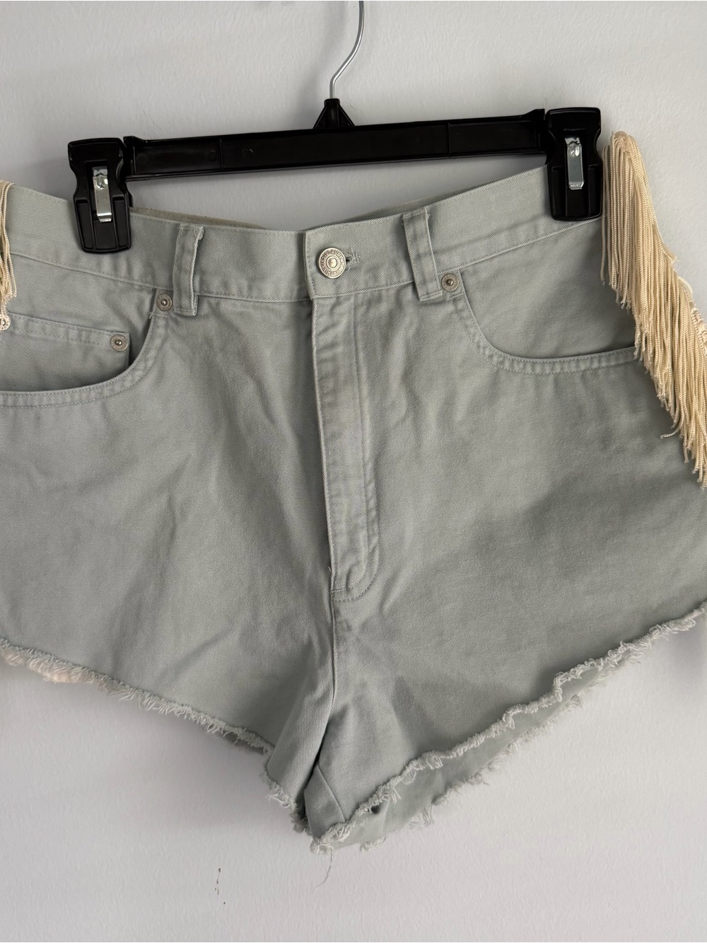 Vintage Lauren Ralph Lauren Denim Shorts Fringe Western Festival Boho Cutoff⁠